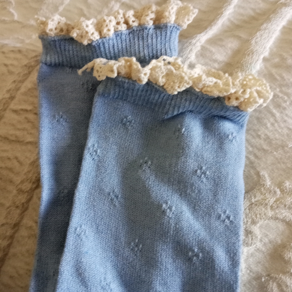 Free People Blue Lettuce Edge Ruffle Socks - Picture 2 of 2